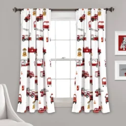 52"x84" Make A Wish Fire Truck Window Curtain Panels Set - Lush Décor -Kids’ Furniture Store GUEST 5872aa98 b2a9 4d50 b13b 0b29756e8544
