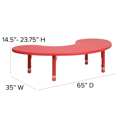 Flash Furniture 35"W X 65"L Half-Moon Plastic Height Adjustable Activity Table 3 Flash Furniture 35"W X 65"L Half-Moon Plastic Height Adjustable Activity Table - Image 3