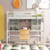 Twin Size Loft Bed With Storage Shelves, Desk And Ladder - ModernLuxe