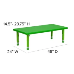 Flash Furniture 24"W X 48"L Rectangular Plastic Height Adjustable Activity Table Set With 6 Chairs 13 Flash Furniture 24"W X 48"L Rectangular Plastic Height Adjustable Activity Table Set With 6 Chairs -Kids’ Furniture Store GUEST 5a408894 42a9 4437 b138 2f3ce179c4bf