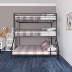 Twin/Twin/Full Zeke Triple Metal Bunk Bed - Room & Joy -Kids’ Furniture Store GUEST 5ae510a2 8273 41f5 bebc f86f1969ed73