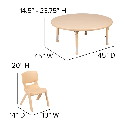 Flash Furniture 45" Round Plastic Height Adjustable Activity Table Set With 4 Chairs 3 Flash Furniture 45" Round Plastic Height Adjustable Activity Table Set With 4 Chairs - Image 3
