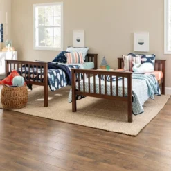 Twin Over Twin Transitional Cottage Solid Pine Bunk Bed Walnut - Saracina Home -Kids’ Furniture Store GUEST 5d387518 9553 4862 a964 b55e6299999e