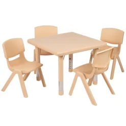 Flash Furniture 24" Square Plastic Height Adjustable Activity Table Set With 4 Chairs -Kids’ Furniture Store GUEST 5d4779ed f55a 4698 b41c 24b2b2ede9bd