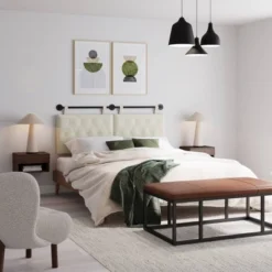 Full/Queen Remi Diamond Button Tufted Headboard Cloud White - Nathan James -Kids’ Furniture Store GUEST 5d898a68 edfc 496f ba33 22969246b228