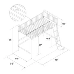 Twin Kaila Metal Loft Bed Rose Gold - Room & Joy -Kids’ Furniture Store GUEST 5da76ac4 4ff7 4130 87ae 9a6317684655