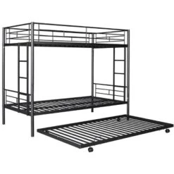Twin Over Twin Metal Bunk Bed With Trundle Bed And Ladders-ModernLuxe 21 Twin Over Twin Metal Bunk Bed With Trundle Bed And Ladders-ModernLuxe -Kids’ Furniture Store GUEST 5dcc0351 2630 4feb a071 102bffeacea8