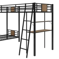 L-Shaped Twin Over Twin Bunk Bed With Twin Size Loft Bed With Desk And Shelf , Brown - ModernLuxe 17 L-Shaped Twin Over Twin Bunk Bed With Twin Size Loft Bed With Desk And Shelf , Brown - ModernLuxe -Kids’ Furniture Store GUEST 5eb2ce14 ee47 409f b3c5 2718f17e26f1