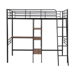 Twin Size Metal Loft Bed With Built-in Desk And Shelves - ModernLuxe -Kids’ Furniture Store GUEST 5ed21fbd a90c 438d a9c7 e1634de5407f