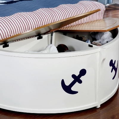 Twin Collindale Boat Design Kids' Bed With Trundle White/Oak - MiBasics 3 Twin Collindale Boat Design Kids' Bed With Trundle White/Oak - MiBasics - Image 3