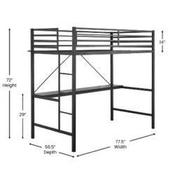 Flash Furniture Jake Metal Loft Bed Frame With Desk, Protective Guard Rails And Ladder For Kids, Teens And Adults -Kids’ Furniture Store GUEST 5f38e269 54a9 47ff b9a5 5769082cc0ff