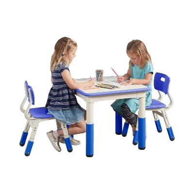 ECR4Kids Square Resin Dry-Erase Adjustable Activity Table With 2 Chairs (3-Piece Set) 2 ECR4Kids Square Resin Dry-Erase Adjustable Activity Table With 2 Chairs (3-Piece Set) - Image 2
