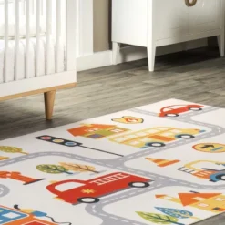 NuLOOM Carmina City Streets Machine Washable Kids Area Rug 3' X 5' In White Multi -Kids’ Furniture Store GUEST 5f80219a 2c4f 4b13 acb1 d7a37133a41d