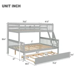 Twin Over Full Bunk Bed With Trundle Bed, Ladder And Safety Rails-ModernLuxe 7 Twin Over Full Bunk Bed With Trundle Bed, Ladder And Safety Rails-ModernLuxe -Kids’ Furniture Store GUEST 5feb7e9d 788e 4de8 990e 3a9a9530831c