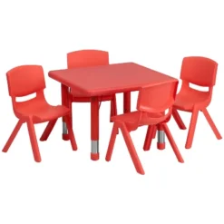 Flash Furniture 24" Square Plastic Height Adjustable Activity Table Set With 4 Chairs -Kids’ Furniture Store GUEST 621fdb43 42e4 40c7 a0c5 89c5b6471905
