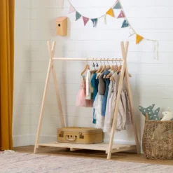 Sweedi Scandinavian Kids' Clothes Rack Natural Wood - South Shore -Kids’ Furniture Store GUEST 62db56cd 1aae 4090 9958 58eb437645f5