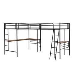 Metal Twin Size Loft Bed With Two Built-in Desks, Black - ModernLuxe -Kids’ Furniture Store GUEST 6376fb45 a29b 455f bfe0 ace0e90a795d