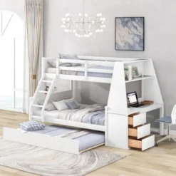 Twin Over Full Bunk Bed With Trundle, Built-in Desk, Three Storage Drawers And Shelf-ModernLuxe 17 Twin Over Full Bunk Bed With Trundle, Built-in Desk, Three Storage Drawers And Shelf-ModernLuxe -Kids’ Furniture Store GUEST 63aede89 7f14 49ae ba7e 93320d265ce0