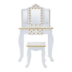 Fashion Polka Dot Gisele Play Vanity Set With Led Mirror White/Gold - Teamson Kids -Kids’ Furniture Store GUEST 65055718 9fd1 44a2 9e6d 7361695112e8