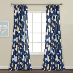 52"x84" Make A Wish Southwest Llama Cactus Window Curtain Panels Set - Lush Décor -Kids’ Furniture Store GUEST 65783249 d88a 48f9 85ec 1564cb76ed5c