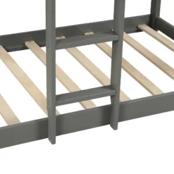 Twin Over Twin Wood Bunk Bed With Roof, Window, Guardrail, Ladder Gray-ModernLuxe -Kids’ Furniture Store GUEST 66cda8bd 1d1b 4881 9d7e e17d54985c7e