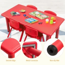 Costway Kids Plastic Rectangular Learn And Play Table Playroom Kindergarten Home Red 14 Costway Kids Plastic Rectangular Learn And Play Table Playroom Kindergarten Home Red -Kids’ Furniture Store GUEST 675679d4 b25d 4b43 a483 ebccd3cb01ab
