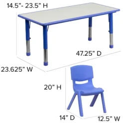 Emma And Oliver 23.625"W X 47.25"L Rectangular Plastic Height Adjustable Activity Table Set With 6 Chairs 19 Emma And Oliver 23.625"W X 47.25"L Rectangular Plastic Height Adjustable Activity Table Set With 6 Chairs -Kids’ Furniture Store GUEST 68c5d6f3 0e36 4119 b9ad e2a9ebcad48c