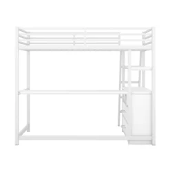 Twin Size Metal Loft Bed With Desk, Shelves And Two Built-in Drawers - ModernLuxe -Kids’ Furniture Store GUEST 69138d62 02de 4bed a209 1424b3cded3a
