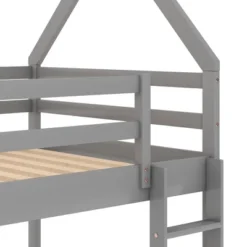 Twin Over Twin House Shaped Bunk Bed With Ladder And Guardrail-ModernLuxe 22 Twin Over Twin House Shaped Bunk Bed With Ladder And Guardrail-ModernLuxe -Kids’ Furniture Store GUEST 6a6190a6 f674 4428 99f7 4ce61f8a3d18