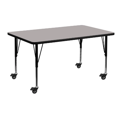 Flash Furniture Mobile 24''W X 48''L Rectangular HP Laminate Activity Table - Height Adjustable Short Legs 2 Flash Furniture Mobile 24''W X 48''L Rectangular HP Laminate Activity Table - Height Adjustable Short Legs - Image 2