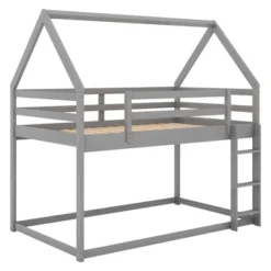 Twin Over Twin House Shaped Bunk Bed With Ladder And Guardrail-ModernLuxe 15 Twin Over Twin House Shaped Bunk Bed With Ladder And Guardrail-ModernLuxe -Kids’ Furniture Store GUEST 6b0d8185 52e8 4ac8 8322 87fee441fd62