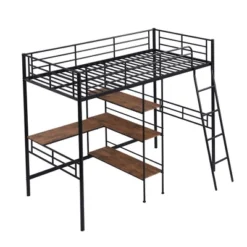Twin Size Metal Loft Bed With Built-in Desk And Shelves - ModernLuxe -Kids’ Furniture Store GUEST 6b53c71d 13c1 4fc0 af5c 50f517ad7436
