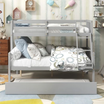 Twin Over Full Bunk Bed With Trundle Bed, Ladder And Safety Rails-ModernLuxe 2 Twin Over Full Bunk Bed With Trundle Bed, Ladder And Safety Rails-ModernLuxe - Image 2