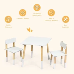 Costway Kids Wooden Table & 2 Chairs Set Children Activity Table Set -Kids’ Furniture Store GUEST 6e3507c8 c81f 4f25 a08a d8d7c9a5850d