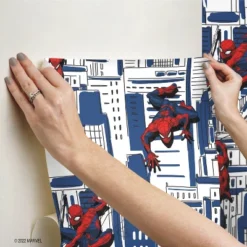 Spider-Man Cityscape Peel And Stick Wallpaper Red/Blue/Gray - RoomMates -Kids’ Furniture Store GUEST 6ef840d6 11ed 4d73 a84e 94eaeaffea91
