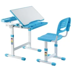 Mount-It! Kids Desk And Chair Set | Height Adjustable Ergonomic Children's School Workstation With Storage Drawer | Blue -Kids’ Furniture Store GUEST 70f1762b 1dc0 40ea 85c8 d9b157fc48b0