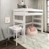 Max & Lily Farmhouse High Loft Bed With Desk