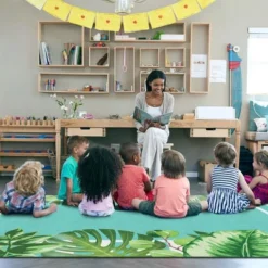 Flagship Carpets Schoolgirl Style Greenery Classroom Area Rug, 7'6"x12'