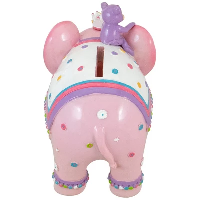 Northlight 5.75" Children's Pink Elephant With Monkey Coin Bank 4 Northlight 5.75" Children's Pink Elephant With Monkey Coin Bank - Image 4