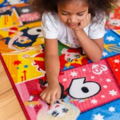 KC CUBS | Justice League Girls Kids Hopscotch Number Counting Educational Learning & Game Play Nursery Bedroom Classroom Rug Carpet, 2' 7" X 6' 0" -Kids’ Furniture Store GUEST 7425f597 cdea 4384 8dcb 8c1a04bf2f2f