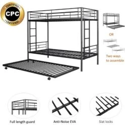 Twin Over Twin Metal Bunk Bed With Trundle Bed And Ladders-ModernLuxe 17 Twin Over Twin Metal Bunk Bed With Trundle Bed And Ladders-ModernLuxe -Kids’ Furniture Store GUEST 75268823 0a4c 4a3d a04b 92bf345da7c4