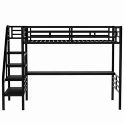 Metal Twin Size Loft Bed With Desk, Black - ModernLuxe -Kids’ Furniture Store GUEST 7555a741 32f2 48ed 8985 5c8fc9551a50