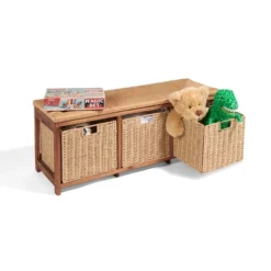 Badger Basket Kid's Storage Bench With Woven Top And Baskets Brown -Kids’ Furniture Store GUEST 77eb8e26 ddea 4212 bf7b 1c9542bd9285