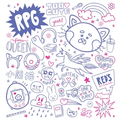 Men's Turning Red Doodle Collage T-Shirt 1 Men's Turning Red Doodle Collage T-Shirt