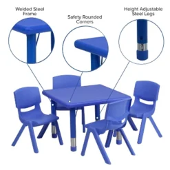 Flash Furniture 24" Square Plastic Height Adjustable Activity Table Set With 4 Chairs -Kids’ Furniture Store GUEST 78b735e5 7ca6 4b98 8b3a e9034649b81c