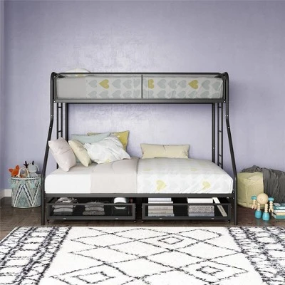 Twin Over Full Jeremy Bunk Bed With Storage Drawers Black - Room & Joy 1 Twin Over Full Jeremy Bunk Bed With Storage Drawers Black - Room & Joy