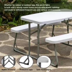 Foldable White Kids' Picnic Table Bench Outdoor Portable Children's Backyard Table, Crafting, Dining, And Playtime Patio Table -Kids’ Furniture Store GUEST 79c6f5e4 63d8 449b 9ac4 78313419419a