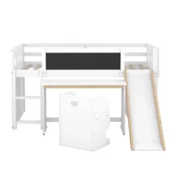 Wood Loft Bed With Slide, Cabinets, Blackboard, Desk And Chair-ModernLuxe 15 Wood Loft Bed With Slide, Cabinets, Blackboard, Desk And Chair-ModernLuxe -Kids’ Furniture Store GUEST 7a1563cf 61ec 4986 9303 31fc9998d735