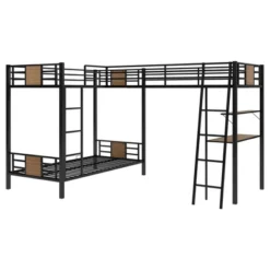 L-Shaped Twin Over Twin Bunk Bed With Twin Size Loft Bed With Desk And Shelf , Brown - ModernLuxe 12 L-Shaped Twin Over Twin Bunk Bed With Twin Size Loft Bed With Desk And Shelf , Brown - ModernLuxe -Kids’ Furniture Store GUEST 7c38de7f 94d2 4279 a48e b608e26b3610