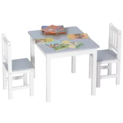 Qaba Kids Table And Chair Set For Arts, Meals, Lightweight Wooden Homework Activity Center, Toddlers Age 3+, Gray -Kids’ Furniture Store GUEST 7c74a271 cb7f 457a 8bcc 9ea51bda1c5b